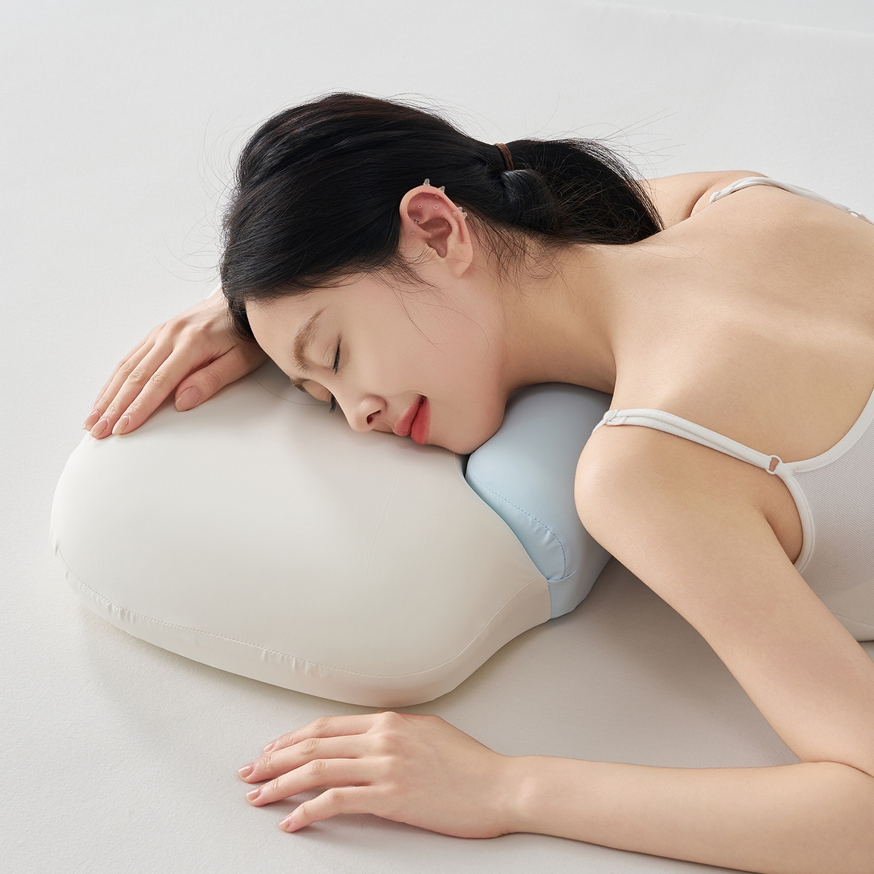 91家纺网 家纺一手货源 找家纺 乐可 2025新款零压双向深睡护颈记忆枕枕头枕芯 零压双向深睡枕-蓝