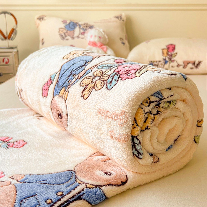 91家纺网 家纺一手货源 找家纺 爱彼家纺 2025热门冬季加厚雪花绒印花多功能毛毯毯子修色图-系列二 花语兔