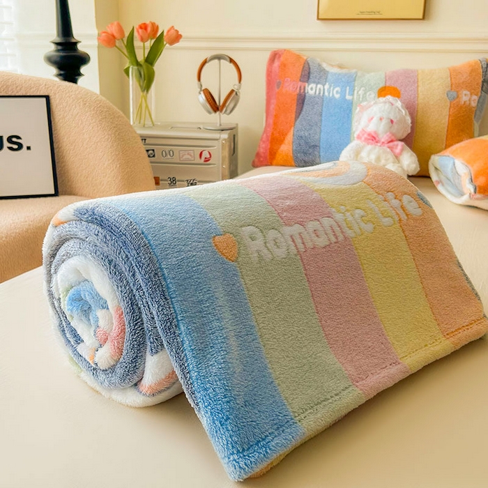 91家纺网 家纺一手货源 找家纺 爱彼家纺 2025热门冬季加厚雪花绒印花多功能毛毯毯子修色图-系列二 彩虹