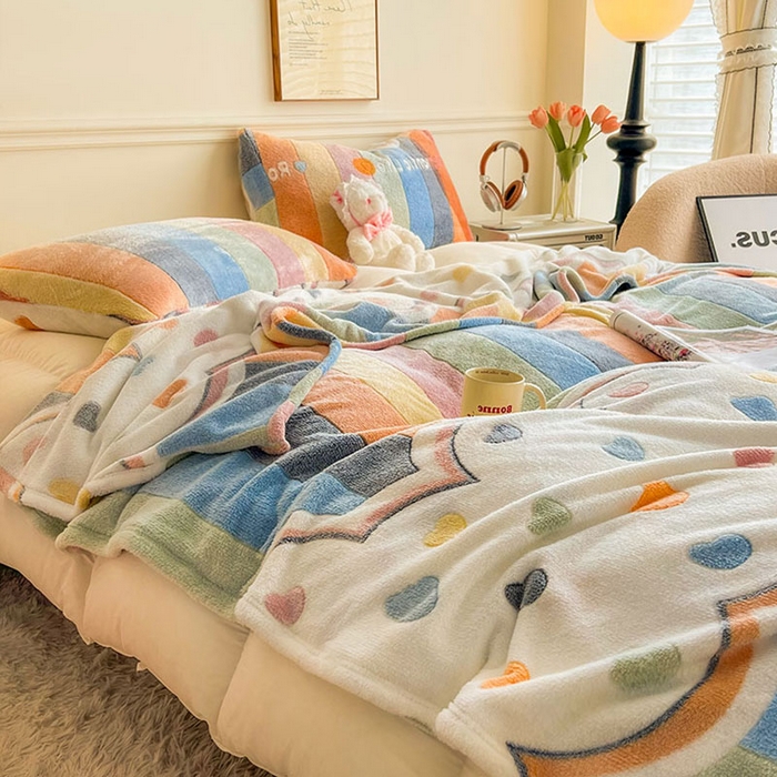 91家纺网 家纺一手货源 找家纺 爱彼家纺 2025热门冬季加厚雪花绒印花多功能毛毯毯子修色图-系列二 彩虹