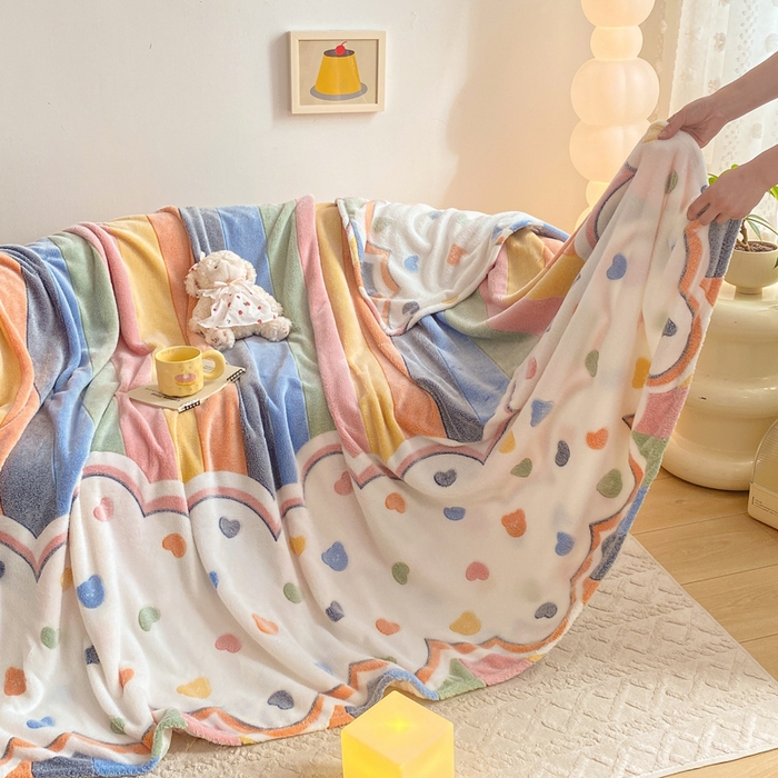 91家纺网 家纺一手货源 找家纺 爱彼家纺 2025热门冬季加厚雪花绒印花多功能毛毯毯子修色图-系列二 彩虹