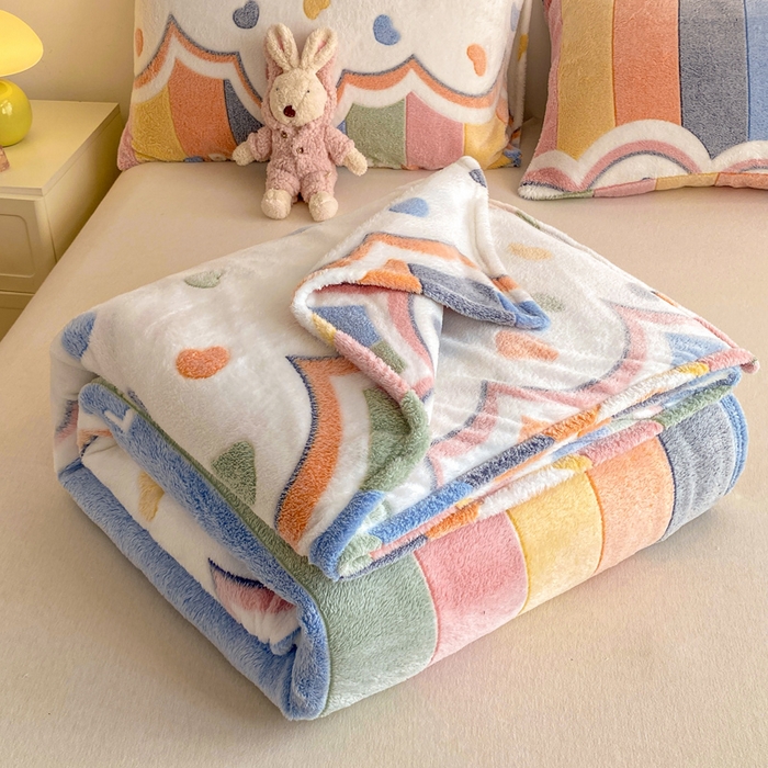 91家纺网 家纺一手货源 找家纺 爱彼家纺 2025热门冬季加厚雪花绒印花多功能毛毯毯子修色图-系列二 彩虹