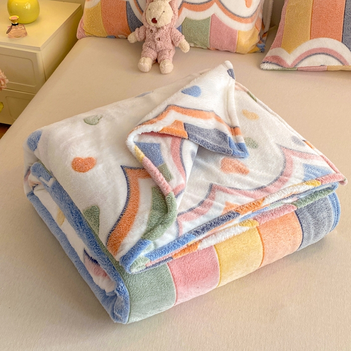 91家纺网 家纺一手货源 找家纺 爱彼家纺 2025热门冬季加厚雪花绒印花多功能毛毯毯子修色图-系列二 彩虹