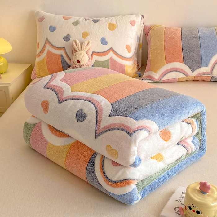 91家纺网 家纺一手货源 找家纺 爱彼家纺 2025热门冬季加厚雪花绒印花多功能毛毯毯子修色图-系列二 彩虹