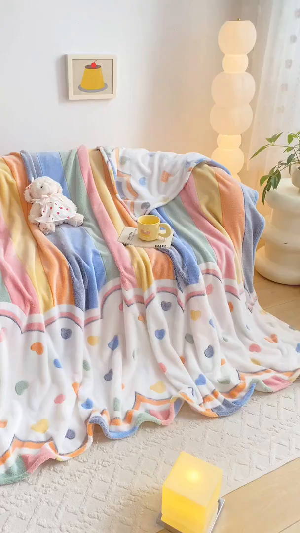 91家纺网 家纺一手货源 找家纺 爱彼家纺 2025热门冬季加厚雪花绒印花多功能毛毯毯子修色图-系列二 彩虹