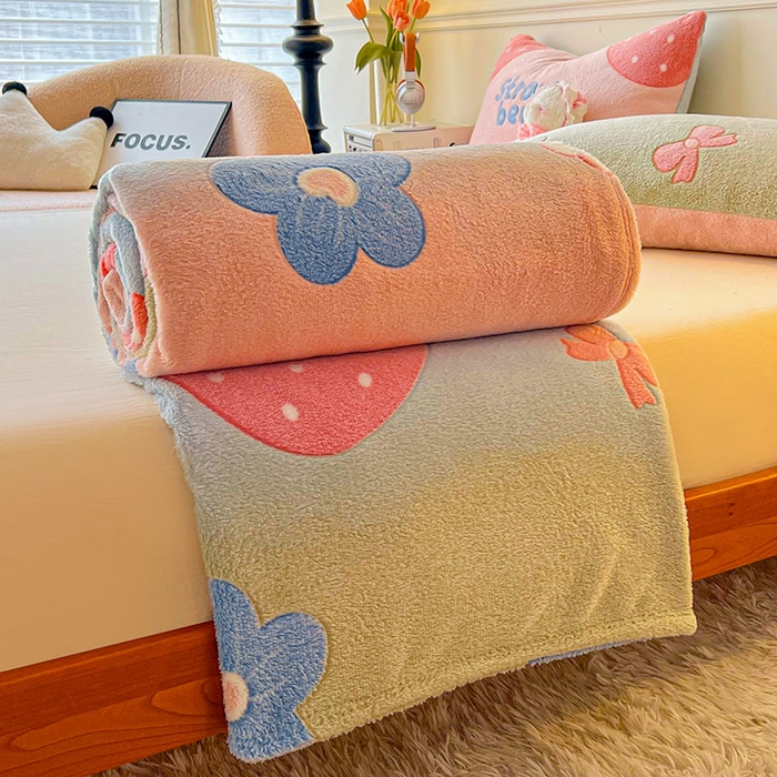 91家纺网 家纺一手货源 找家纺 爱彼家纺 2025热门冬季加厚雪花绒印花多功能毛毯毯子修色图-系列二 彩虹花语