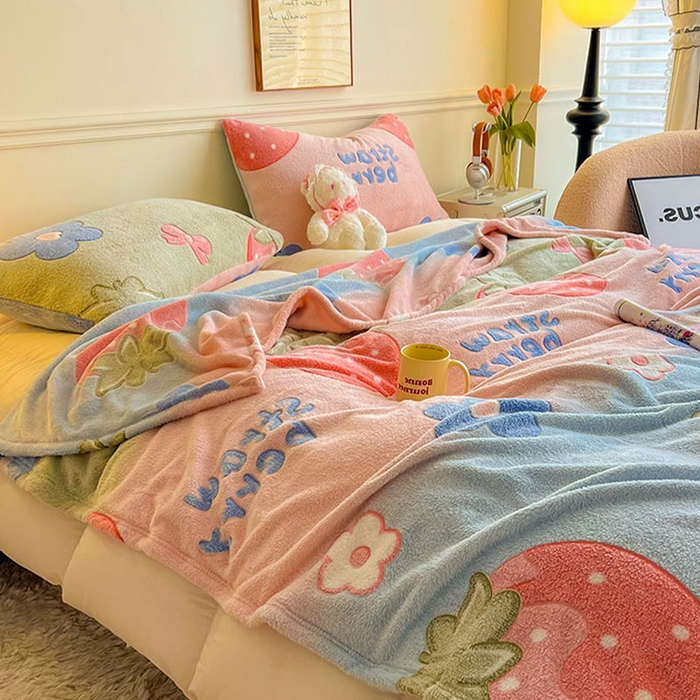 91家纺网 家纺一手货源 找家纺 爱彼家纺 2025热门冬季加厚雪花绒印花多功能毛毯毯子修色图-系列二 彩虹花语