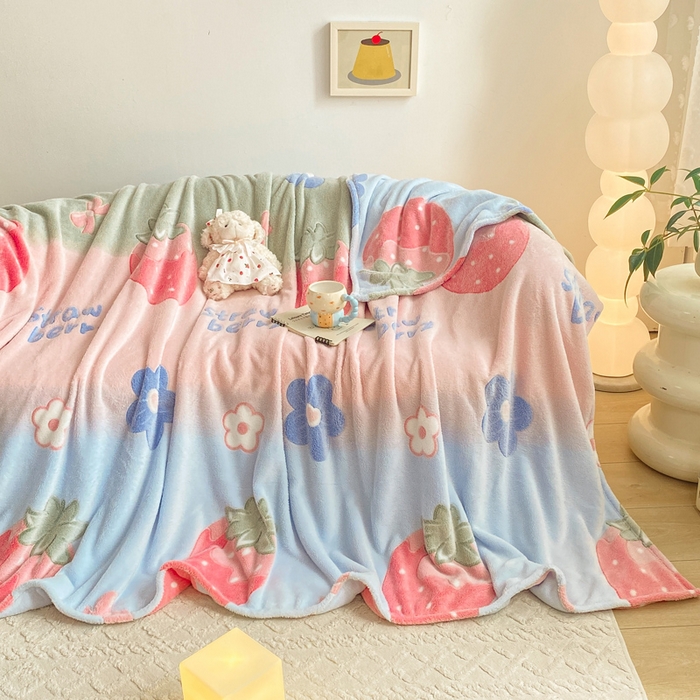 91家纺网 家纺一手货源 找家纺 爱彼家纺 2025热门冬季加厚雪花绒印花多功能毛毯毯子修色图-系列二 彩虹花语