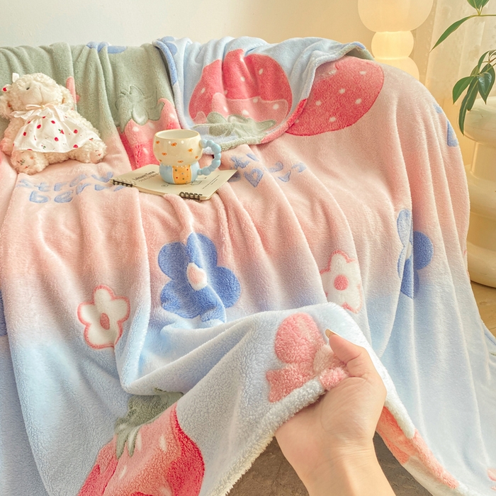 91家纺网 家纺一手货源 找家纺 爱彼家纺 2025热门冬季加厚雪花绒印花多功能毛毯毯子修色图-系列二 彩虹花语