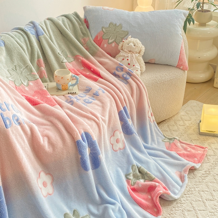 91家纺网 家纺一手货源 找家纺 爱彼家纺 2025热门冬季加厚雪花绒印花多功能毛毯毯子修色图-系列二 彩虹花语