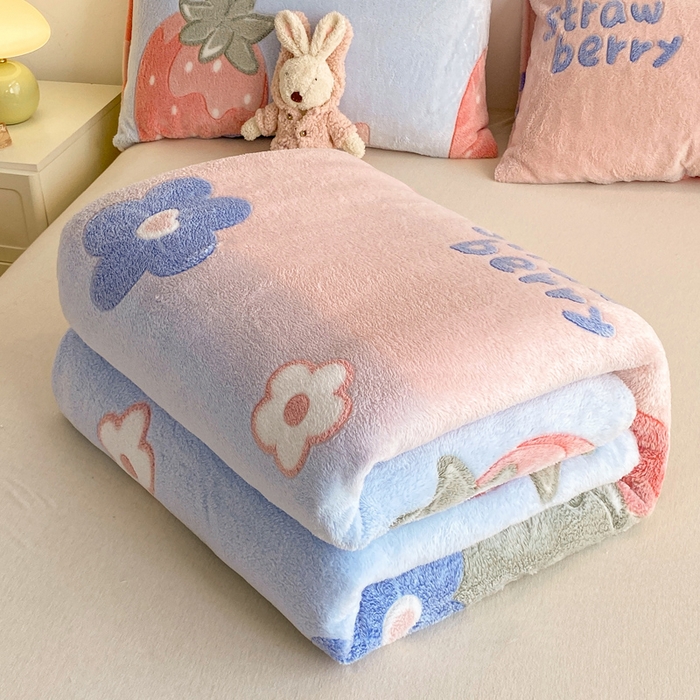 91家纺网 家纺一手货源 找家纺 爱彼家纺 2025热门冬季加厚雪花绒印花多功能毛毯毯子修色图-系列二 彩虹花语