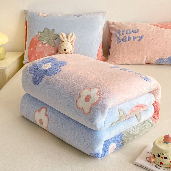 91家纺网 家纺一手货源 找家纺 爱彼家纺 2025热门冬季加厚雪花绒印花多功能毛毯毯子修色图-系列二 彩虹花语