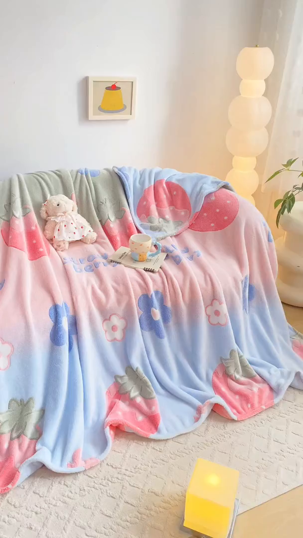 91家纺网 家纺一手货源 找家纺 爱彼家纺 2025热门冬季加厚雪花绒印花多功能毛毯毯子修色图-系列二 彩虹花语