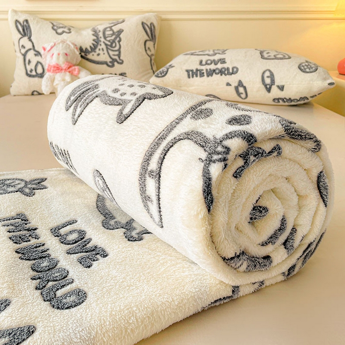 91家纺网 家纺一手货源 找家纺 爱彼家纺 2025热门冬季加厚雪花绒印花多功能毛毯毯子修色图-系列二 黑猫仔仔