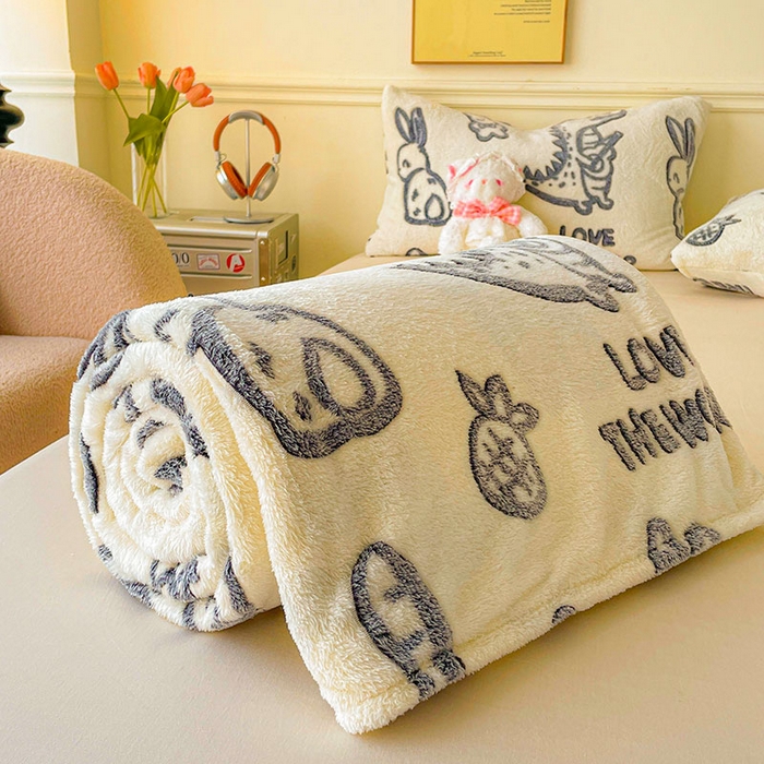 91家纺网 家纺一手货源 找家纺 爱彼家纺 2025热门冬季加厚雪花绒印花多功能毛毯毯子修色图-系列二 黑猫仔仔