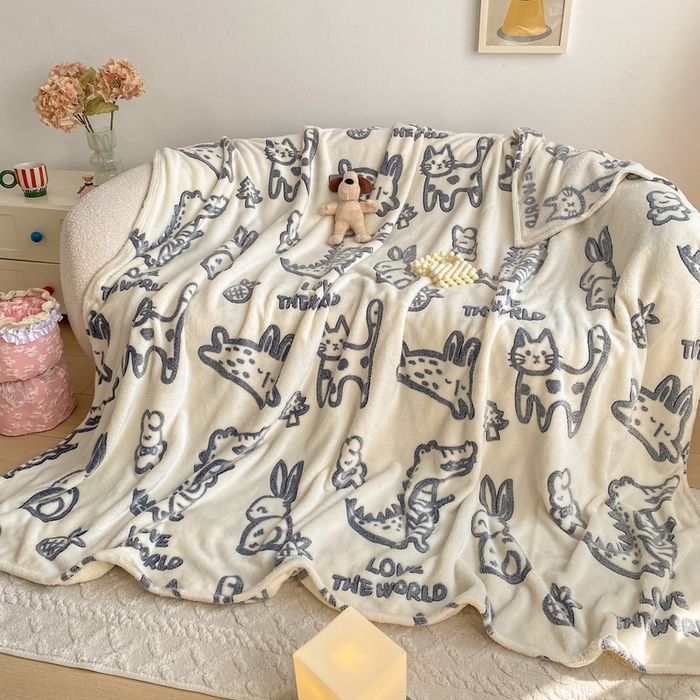 91家纺网 家纺一手货源 找家纺 爱彼家纺 2025热门冬季加厚雪花绒印花多功能毛毯毯子修色图-系列二 黑猫仔仔