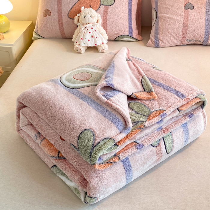 91家纺网 家纺一手货源 找家纺 爱彼家纺 2025热门冬季加厚雪花绒印花多功能毛毯毯子修色图-系列二 开心萝卜