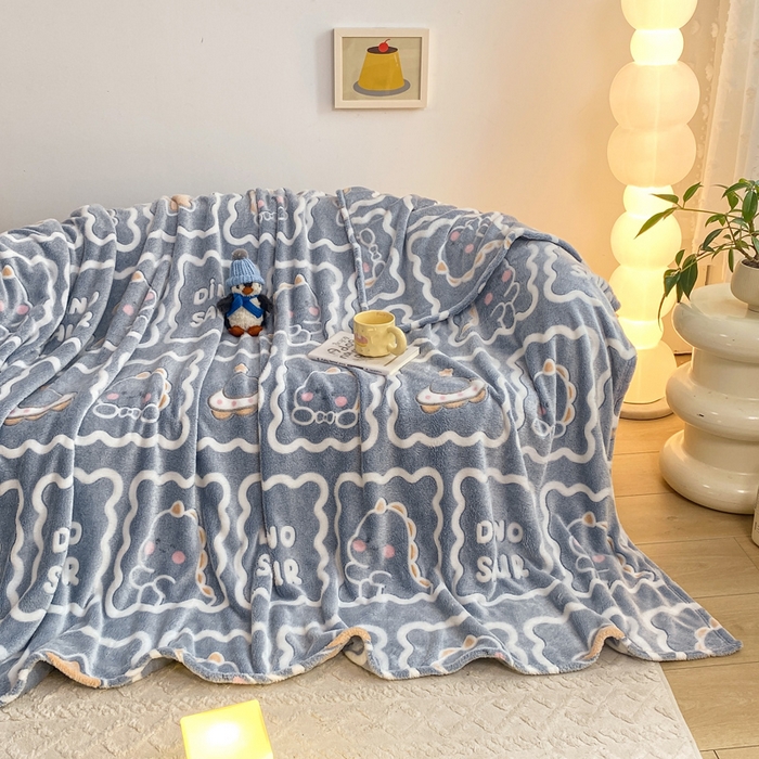 91家纺网 家纺一手货源 找家纺 爱彼家纺 2025热门冬季加厚雪花绒印花多功能毛毯毯子修色图-系列二 恐龙仔