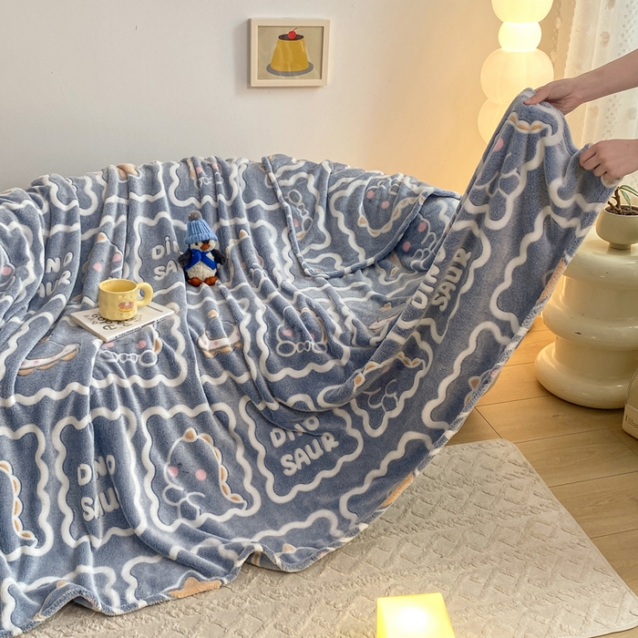 91家纺网 家纺一手货源 找家纺 爱彼家纺 2025热门冬季加厚雪花绒印花多功能毛毯毯子修色图-系列二 恐龙仔