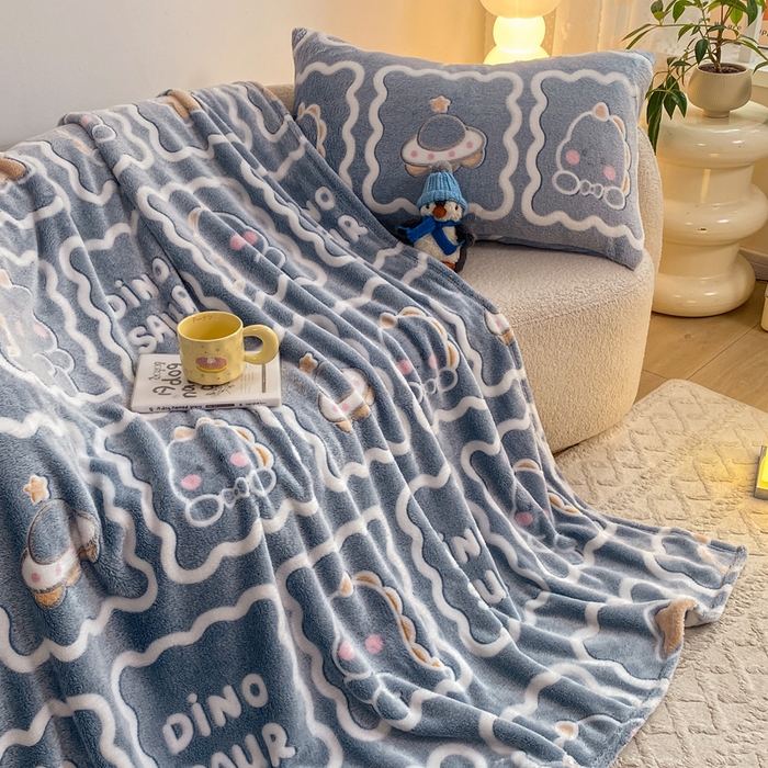 91家纺网 家纺一手货源 找家纺 爱彼家纺 2025热门冬季加厚雪花绒印花多功能毛毯毯子修色图-系列二 恐龙仔