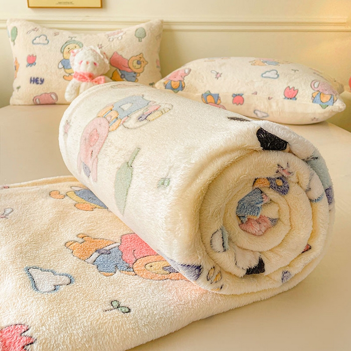 91家纺网 家纺一手货源 找家纺 爱彼家纺 2025热门冬季加厚雪花绒印花多功能毛毯毯子修色图-系列二 快乐伙伴