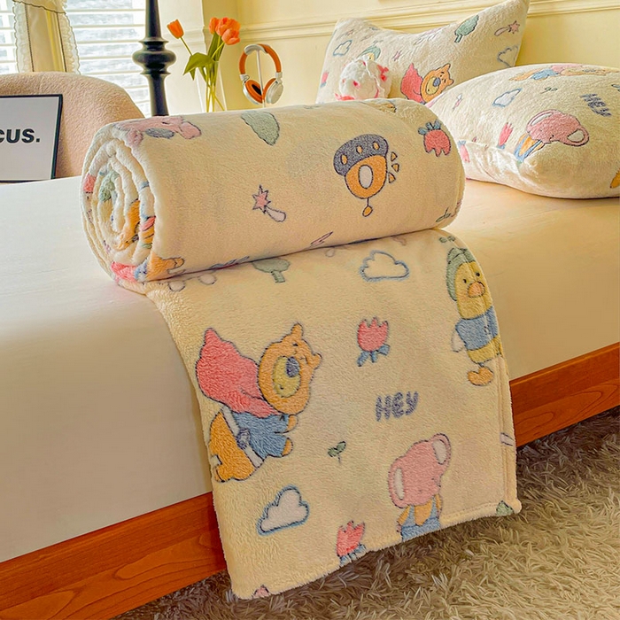 91家纺网 家纺一手货源 找家纺 爱彼家纺 2025热门冬季加厚雪花绒印花多功能毛毯毯子修色图-系列二 快乐伙伴