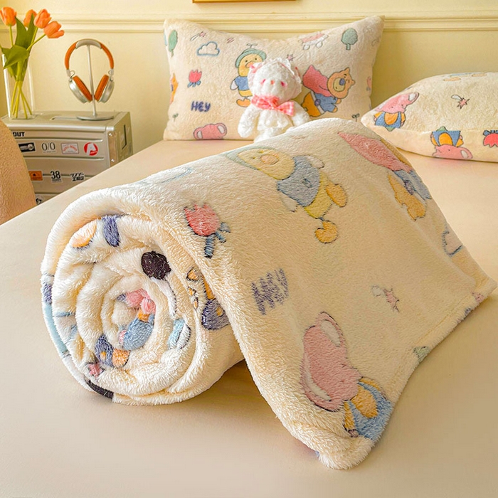 91家纺网 家纺一手货源 找家纺 爱彼家纺 2025热门冬季加厚雪花绒印花多功能毛毯毯子修色图-系列二 快乐伙伴