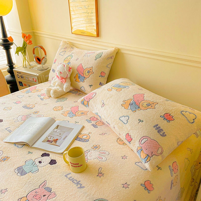 91家纺网 家纺一手货源 找家纺 爱彼家纺 2025热门冬季加厚雪花绒印花多功能毛毯毯子修色图-系列二 快乐伙伴