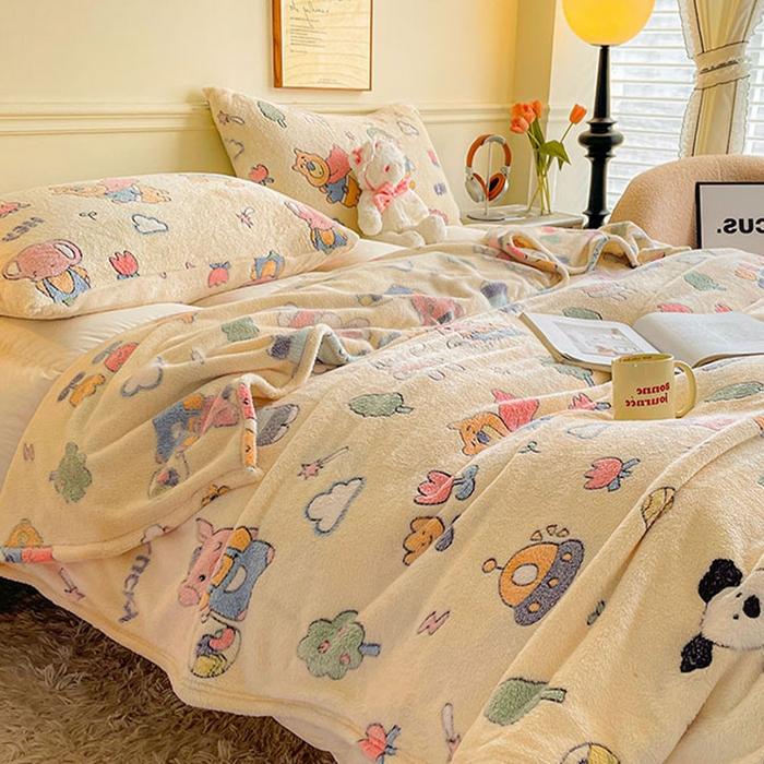 91家纺网 家纺一手货源 找家纺 爱彼家纺 2025热门冬季加厚雪花绒印花多功能毛毯毯子修色图-系列二 快乐伙伴