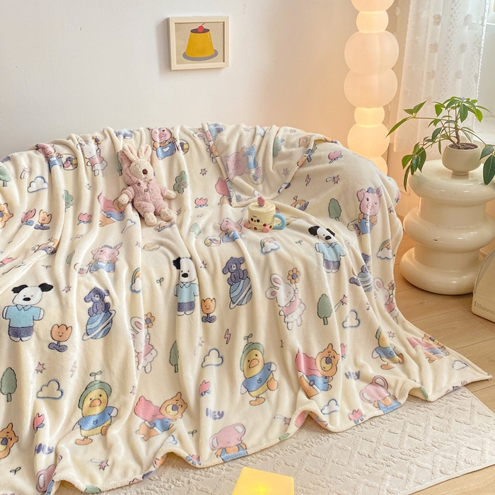 91家纺网 家纺一手货源 找家纺 爱彼家纺 2025热门冬季加厚雪花绒印花多功能毛毯毯子修色图-系列二 快乐伙伴