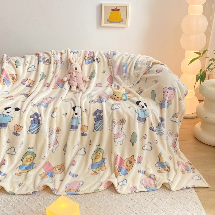 91家纺网 家纺一手货源 找家纺 爱彼家纺 2025热门冬季加厚雪花绒印花多功能毛毯毯子修色图-系列二 快乐伙伴