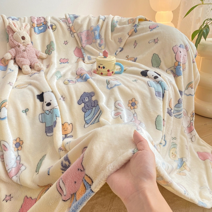 91家纺网 家纺一手货源 找家纺 爱彼家纺 2025热门冬季加厚雪花绒印花多功能毛毯毯子修色图-系列二 快乐伙伴