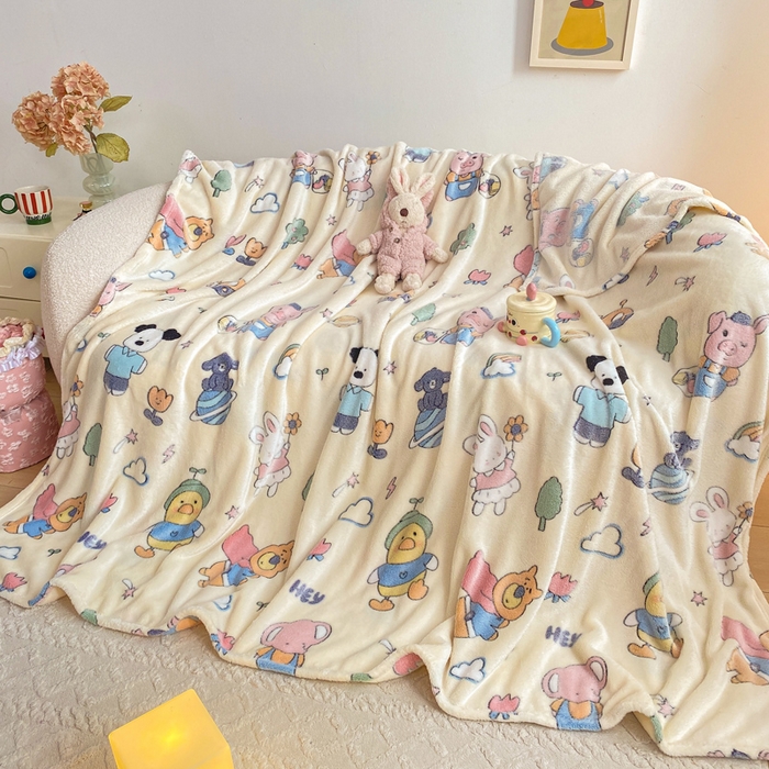 91家纺网 家纺一手货源 找家纺 爱彼家纺 2025热门冬季加厚雪花绒印花多功能毛毯毯子修色图-系列二 快乐伙伴