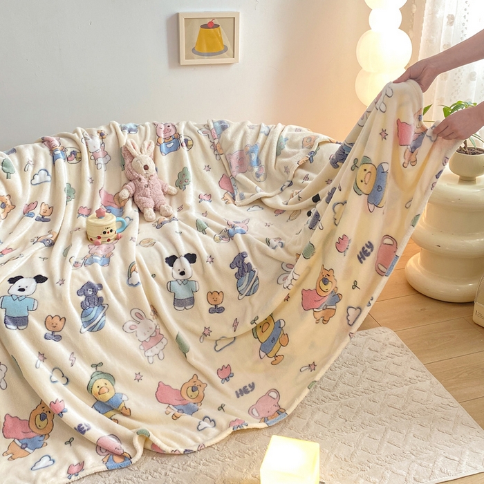 91家纺网 家纺一手货源 找家纺 爱彼家纺 2025热门冬季加厚雪花绒印花多功能毛毯毯子修色图-系列二 快乐伙伴