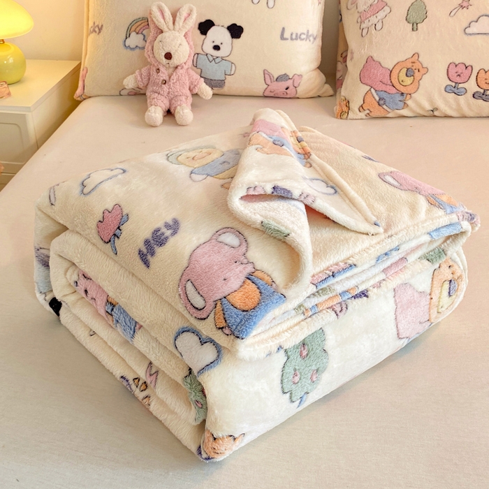 91家纺网 家纺一手货源 找家纺 爱彼家纺 2025热门冬季加厚雪花绒印花多功能毛毯毯子修色图-系列二 快乐伙伴