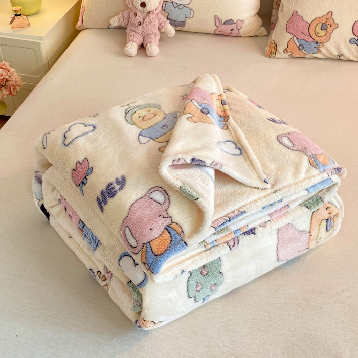 91家纺网 家纺一手货源 找家纺 爱彼家纺 2025热门冬季加厚雪花绒印花多功能毛毯毯子修色图-系列二 快乐伙伴