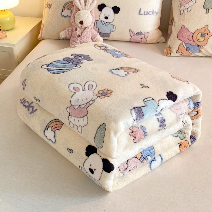 91家纺网 家纺一手货源 找家纺 爱彼家纺 2025热门冬季加厚雪花绒印花多功能毛毯毯子修色图-系列二 快乐伙伴