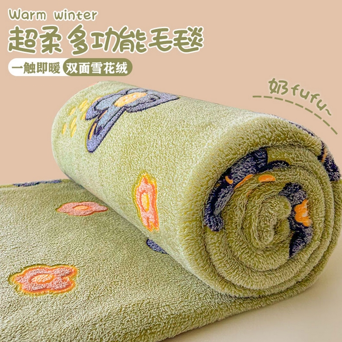 爱彼家纺 2025热门冬季加厚雪花绒印花多功能毛毯毯子修色图-系列二 浪漫花舞