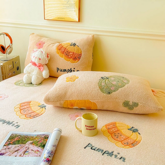 91家纺网 家纺一手货源 找家纺 爱彼家纺 2025热门冬季加厚雪花绒印花多功能毛毯毯子修色图-系列二 南瓜乐园