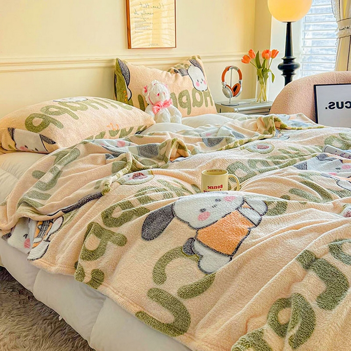 91家纺网 家纺一手货源 找家纺 爱彼家纺 2025热门冬季加厚雪花绒印花多功能毛毯毯子修色图-系列二 皮皮狗