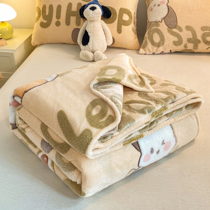 91家纺网 家纺一手货源 找家纺 爱彼家纺 2025热门冬季加厚雪花绒印花多功能毛毯毯子修色图-系列二 皮皮狗