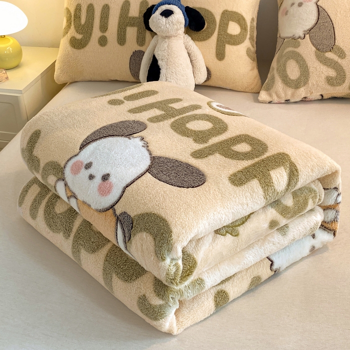 91家纺网 家纺一手货源 找家纺 爱彼家纺 2025热门冬季加厚雪花绒印花多功能毛毯毯子修色图-系列二 皮皮狗