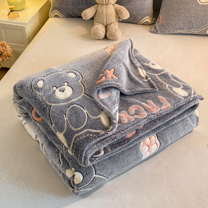 91家纺网 家纺一手货源 找家纺 爱彼家纺 2025热门冬季加厚雪花绒印花多功能毛毯毯子修色图-系列二 泰迪熊