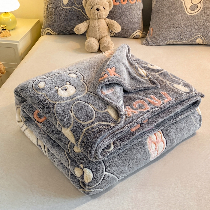 91家纺网 家纺一手货源 找家纺 爱彼家纺 2025热门冬季加厚雪花绒印花多功能毛毯毯子修色图-系列二 泰迪熊