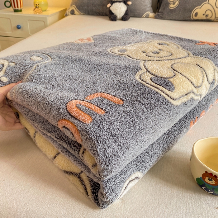 91家纺网 家纺一手货源 找家纺 爱彼家纺 2025热门冬季加厚雪花绒印花多功能毛毯毯子修色图-系列二 泰迪熊