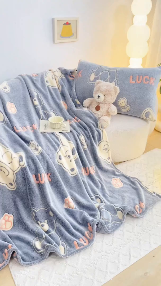 91家纺网 家纺一手货源 找家纺 爱彼家纺 2025热门冬季加厚雪花绒印花多功能毛毯毯子修色图-系列二 泰迪熊