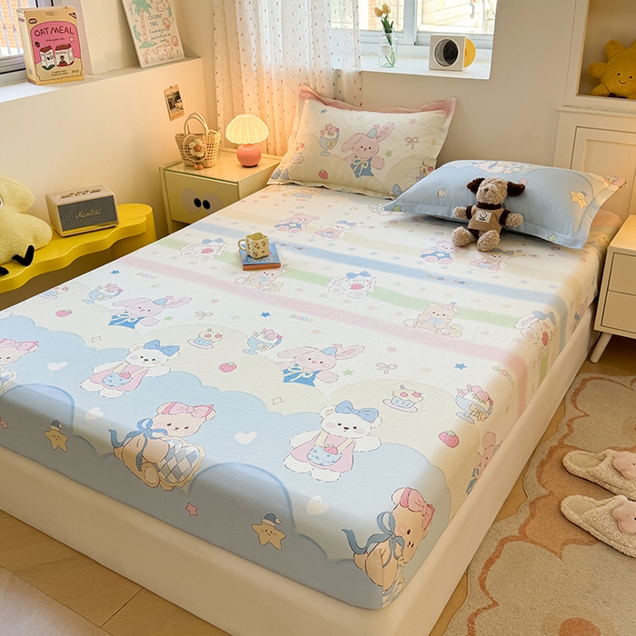 91家纺网 家纺一手货源 找家纺 名优家纺 2026新款12868全棉印花床笠 安妮日常