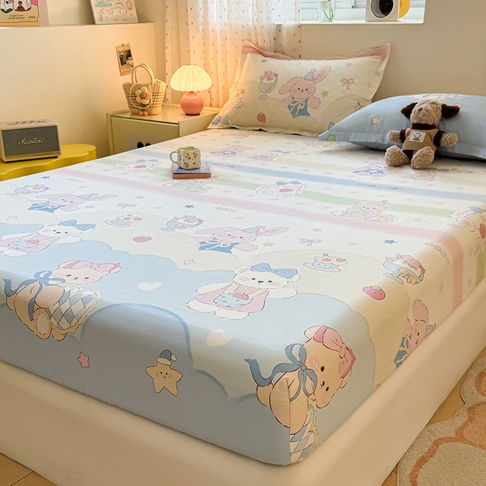 91家纺网 家纺一手货源 找家纺 名优家纺 2026新款12868全棉印花床笠 安妮日常