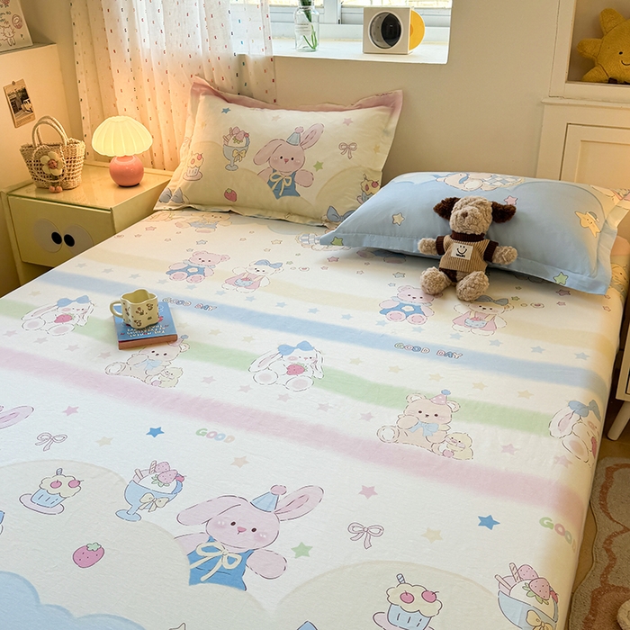 91家纺网 家纺一手货源 找家纺 名优家纺 2026新款12868全棉印花床笠 安妮日常