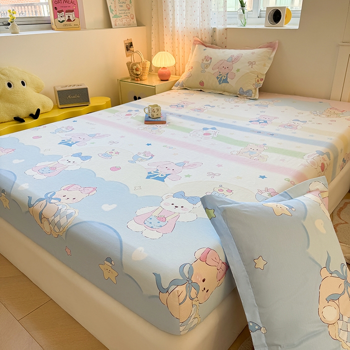 91家纺网 家纺一手货源 找家纺 名优家纺 2026新款12868全棉印花床笠 安妮日常